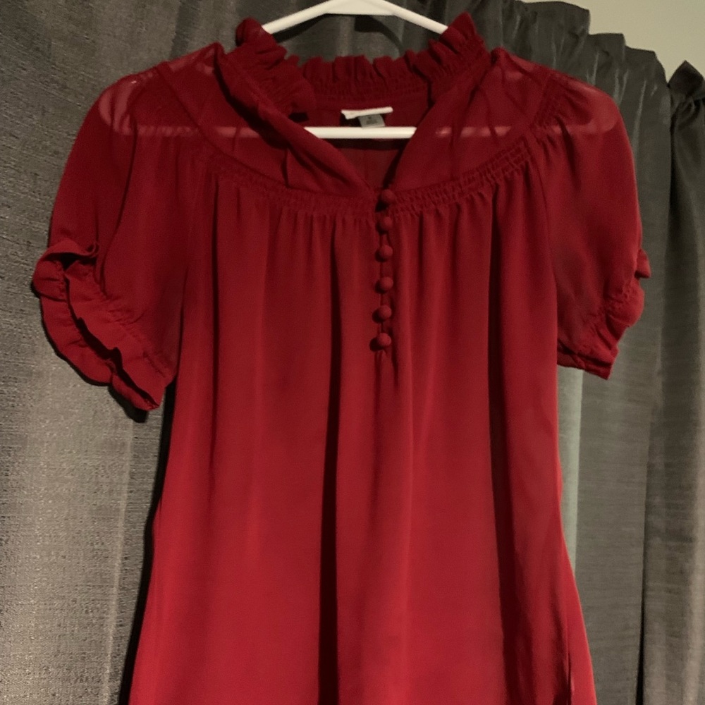 50s style Sheer Red Blouse
